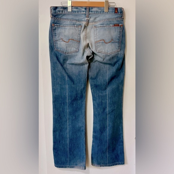 7 For All Mankind| Men's Faded Blue Logo-Patch Designer Straight Jeans Sz 31 - Picture 6 of 6